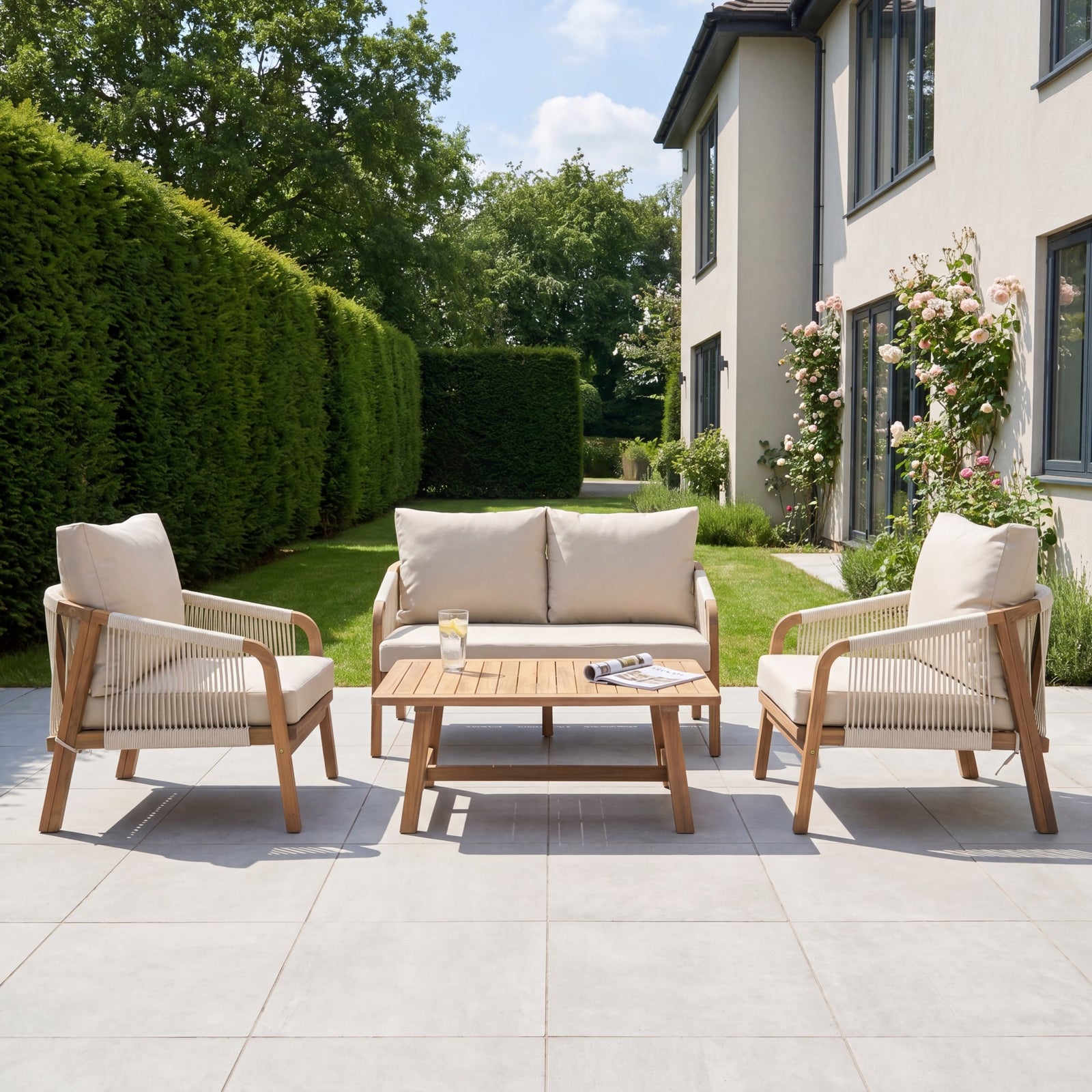 Andria 4-seat Rope Garden Lounge Set | Beige