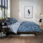 Ornamental Tile Floral 100% Cotton Duvet Cover Set - Soft Decorative Bedding | King | Blue
