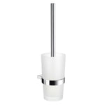 Polished Chrome Toilet Brush And Frosted Glass Container | Polished Chrome
