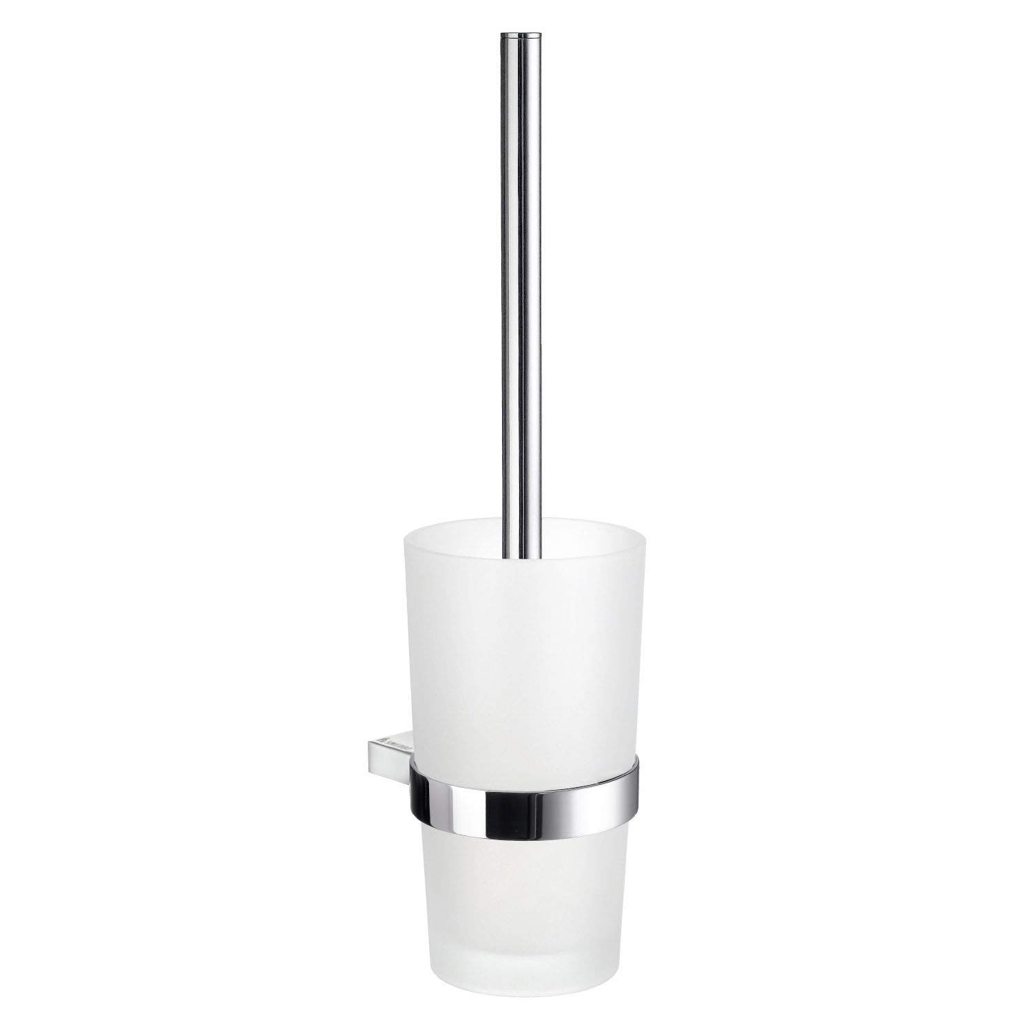 Polished Chrome Toilet Brush And Frosted Glass Container | Polished Chrome