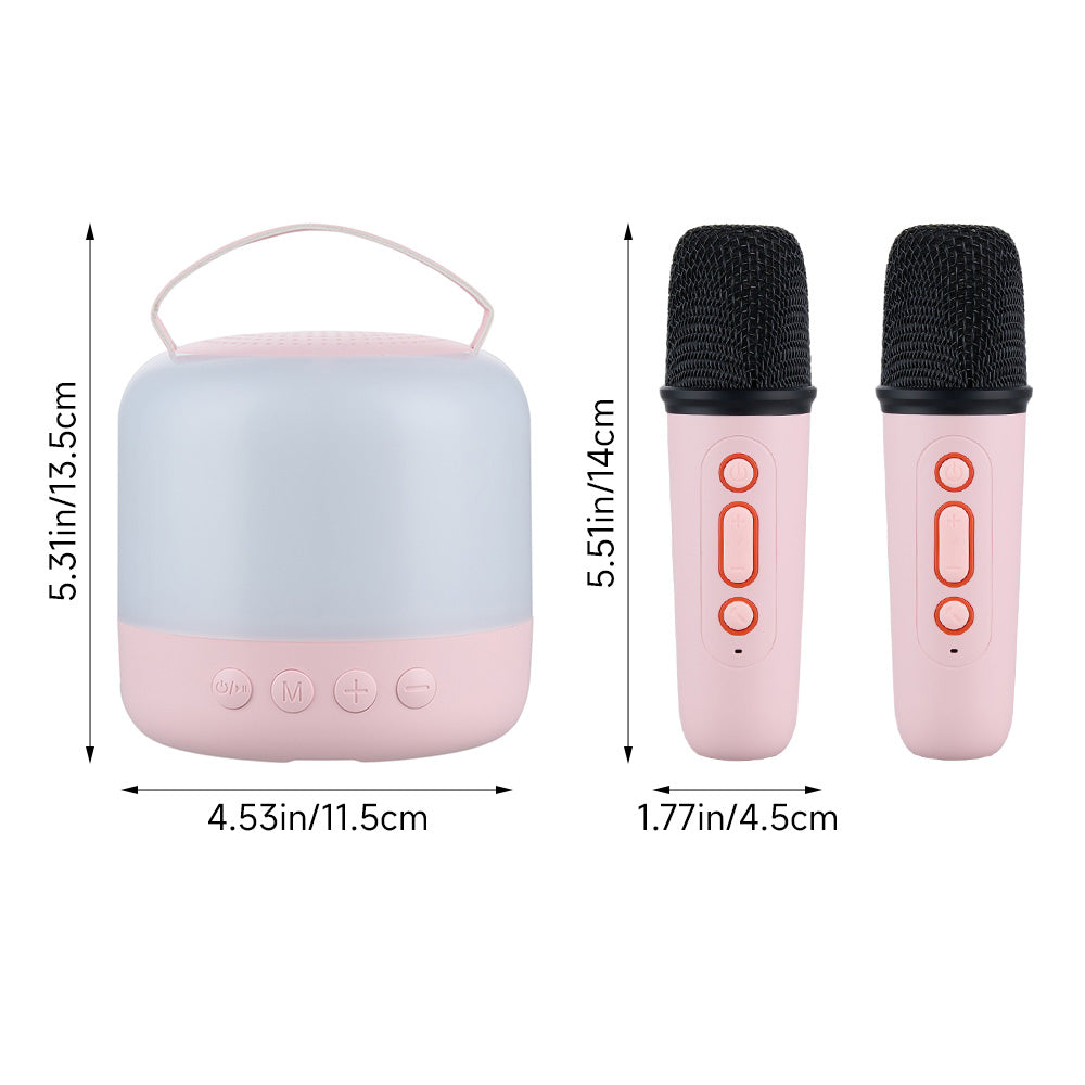 Portable Wireless Rgb Light Karaoke Speaker With 2 Microphones | Pink