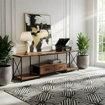 Modern Tv Stand With Fabric Drawers, Spacious Storage Entertainment Center | Brown