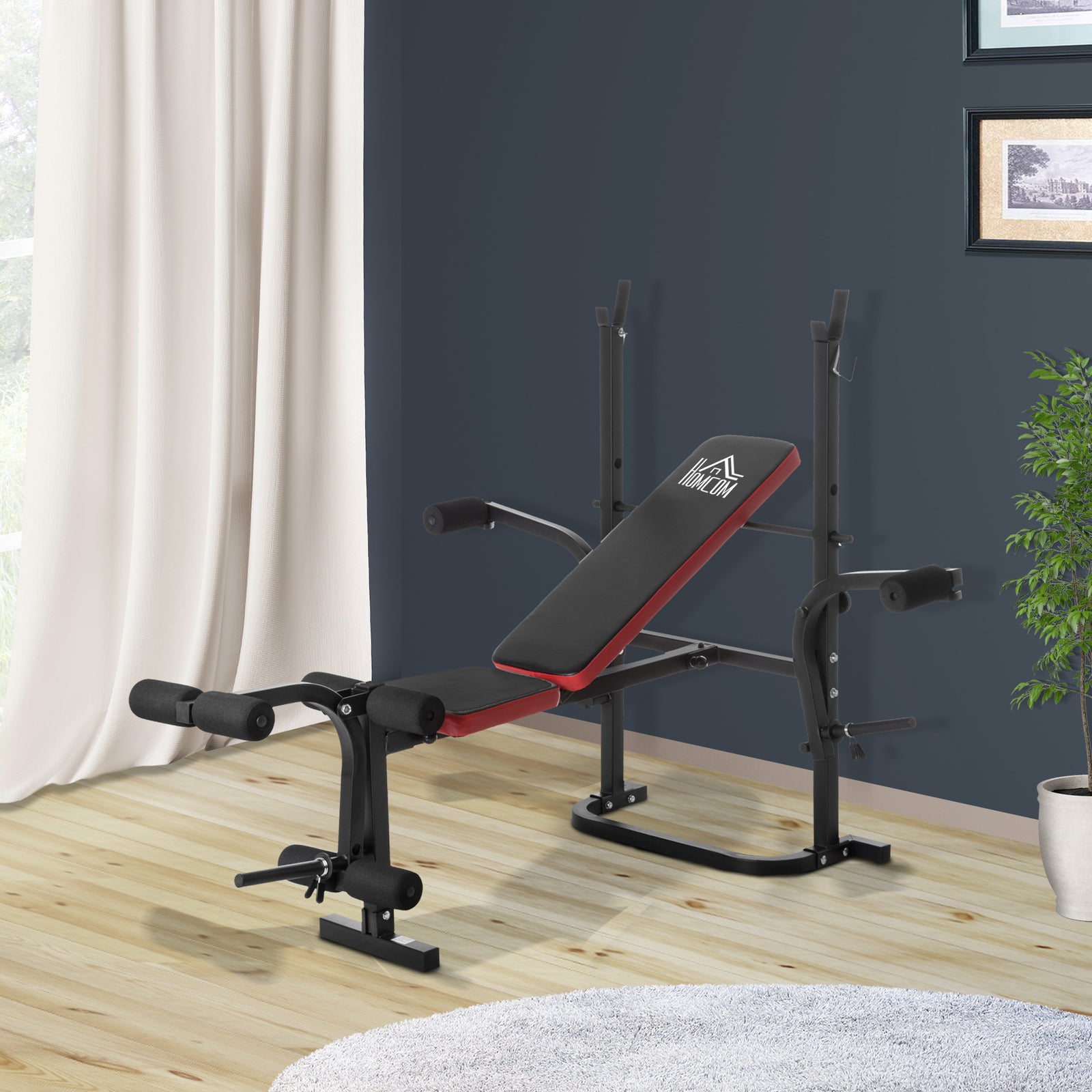 HOMCOM Adjustable Weight Bench W/ Leg Developer, Strength Training