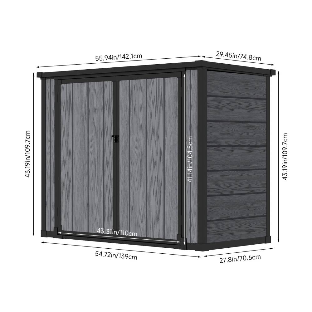 Garden Tool Bicycle Storage Shed Wood Grain Design