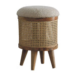 Solid Mango Wood Cream Boucle Larissa Footstool