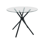Modern New York Circle Glass Dining Table With Starburst Black Legs | Black