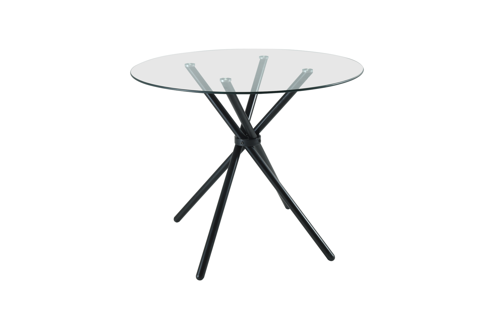 Modern New York Circle Glass Dining Table With Starburst Black Legs | Black