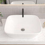 White Square Countertop Bathroom Sink Bowl Sink