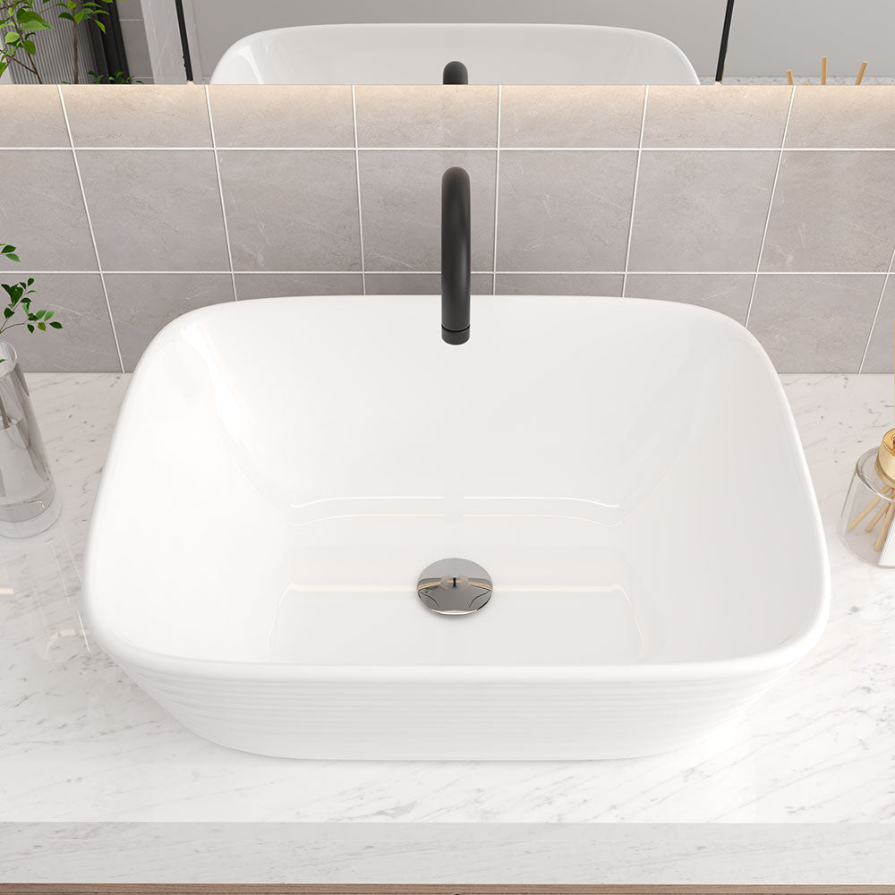 White Square Countertop Bathroom Sink Bowl Sink