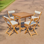 5-Piece Folding Wooden Garden Dining Set with Cushions