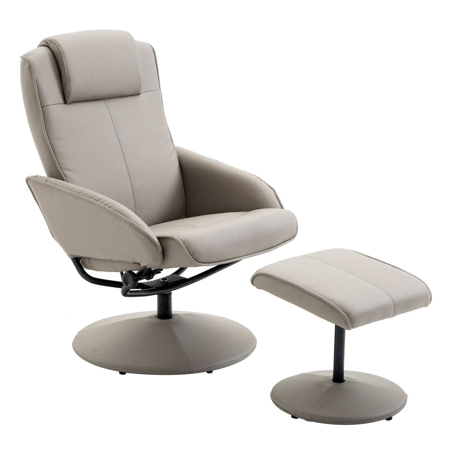 Swivel Armchair With Footstool And Adjustable Backrest | One Size | Gray