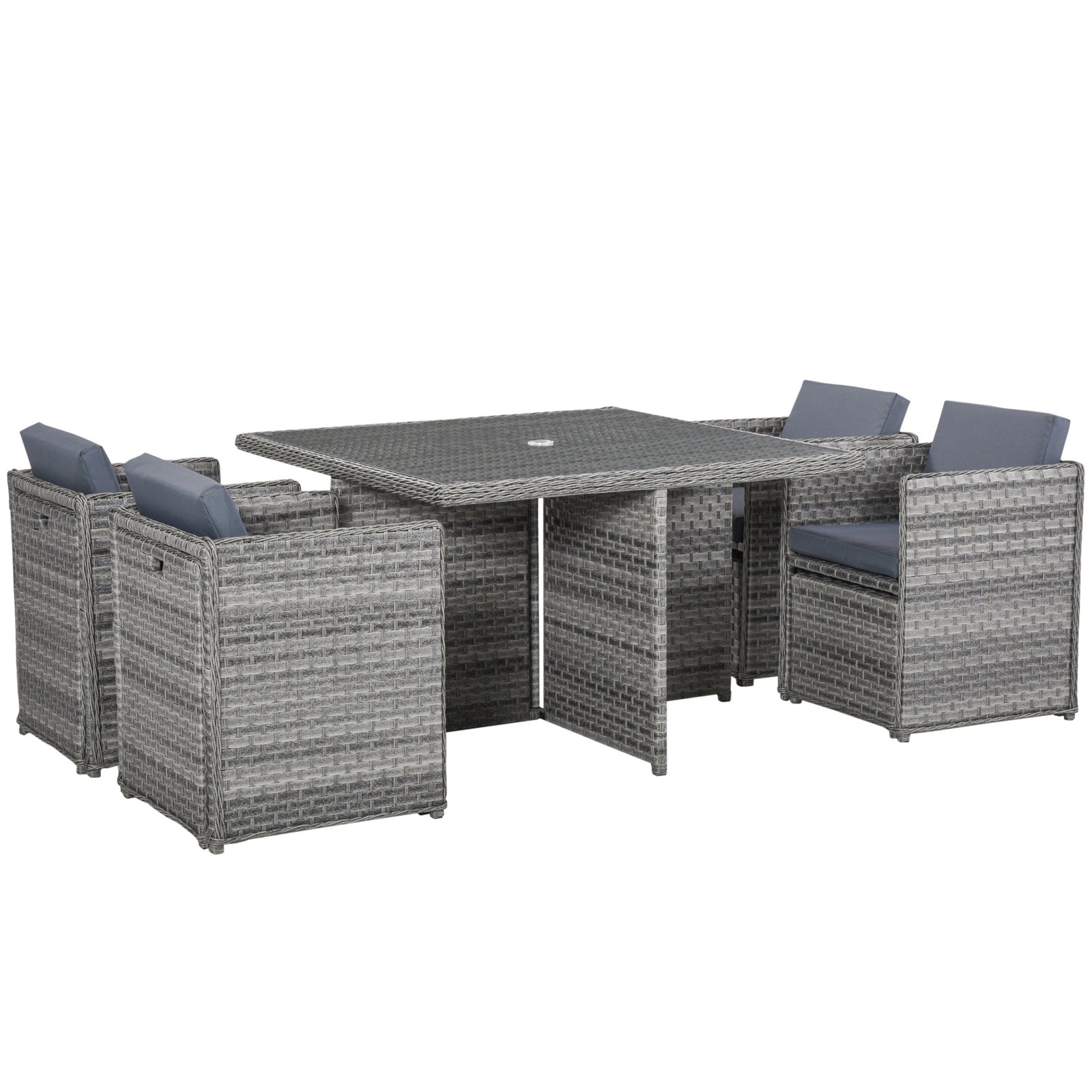 Patio 9 Pcs Rattan Dining Table Chair Set Cube