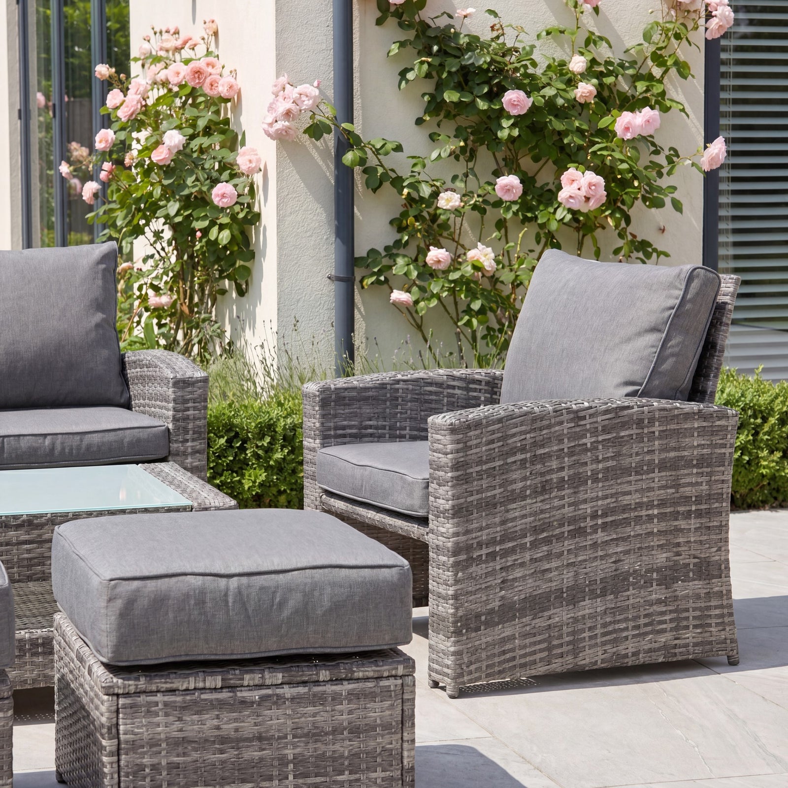 Dovera 6 Seat Rattan Patio Set | Grey