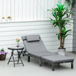 Rattan Reclining Sun Lounger With Cushion | Charcoal Gray