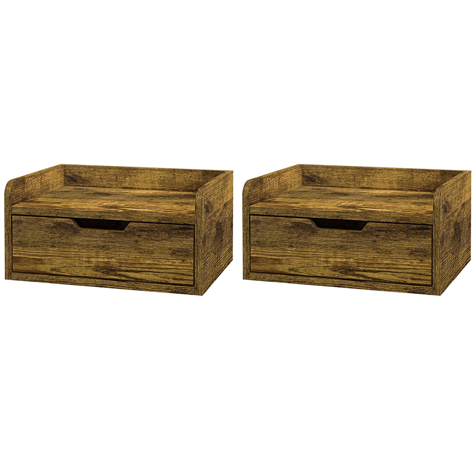 Floating Nightstand Set Of 2, Nightstand With Drawer | Set of 2 | Brown
