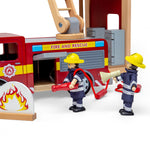 Tidlo Wooden Fire Station Bundle, Includes Fire Engine & 4 Figures