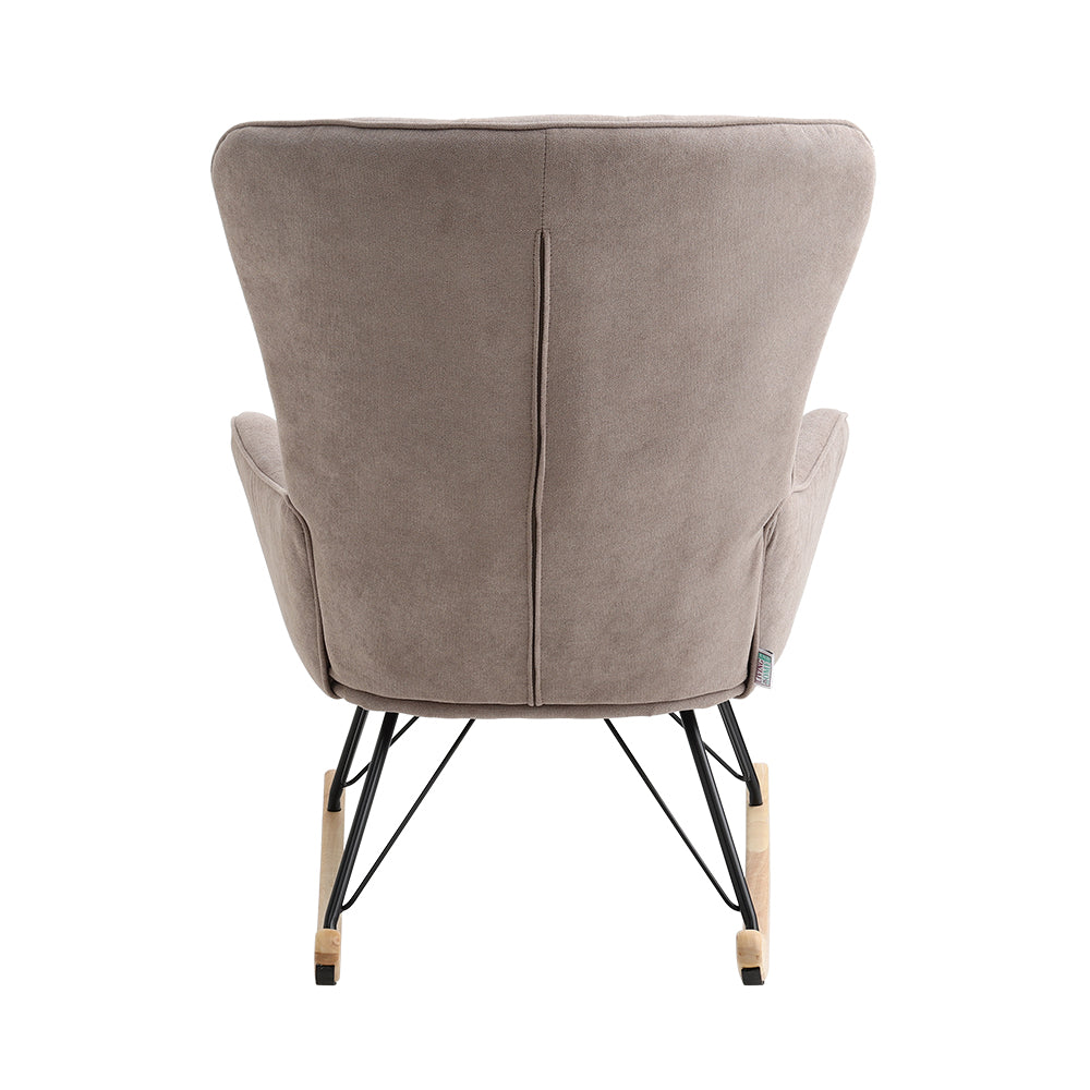 Grey Modern Upholstered Rocking Chair For Living Room Bedroom | One Size | Light Brown