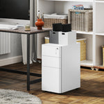 Steel Filing Cabinet With Lock And Wheels For Home Office | One Size | White