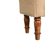 Solid Wood Boucle Cream Bench