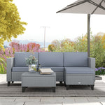 Rattan Garden Furniture Set W/ Corner Sofa, Table, Cushion | Gray