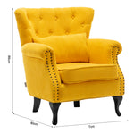 Upholstered Nail Head Modern Buttoned Armchair With Lumbar Pillow And Cushion