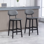 Breakfast Bar Stools Set W/ Pu Leather Wood | Dark Gray
