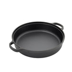 28cm/30cm/35cm Dia Black Round Pre Seasoned Cast Iron Frying Pan Kitchen Skillet With Double Handles | Medium | Black