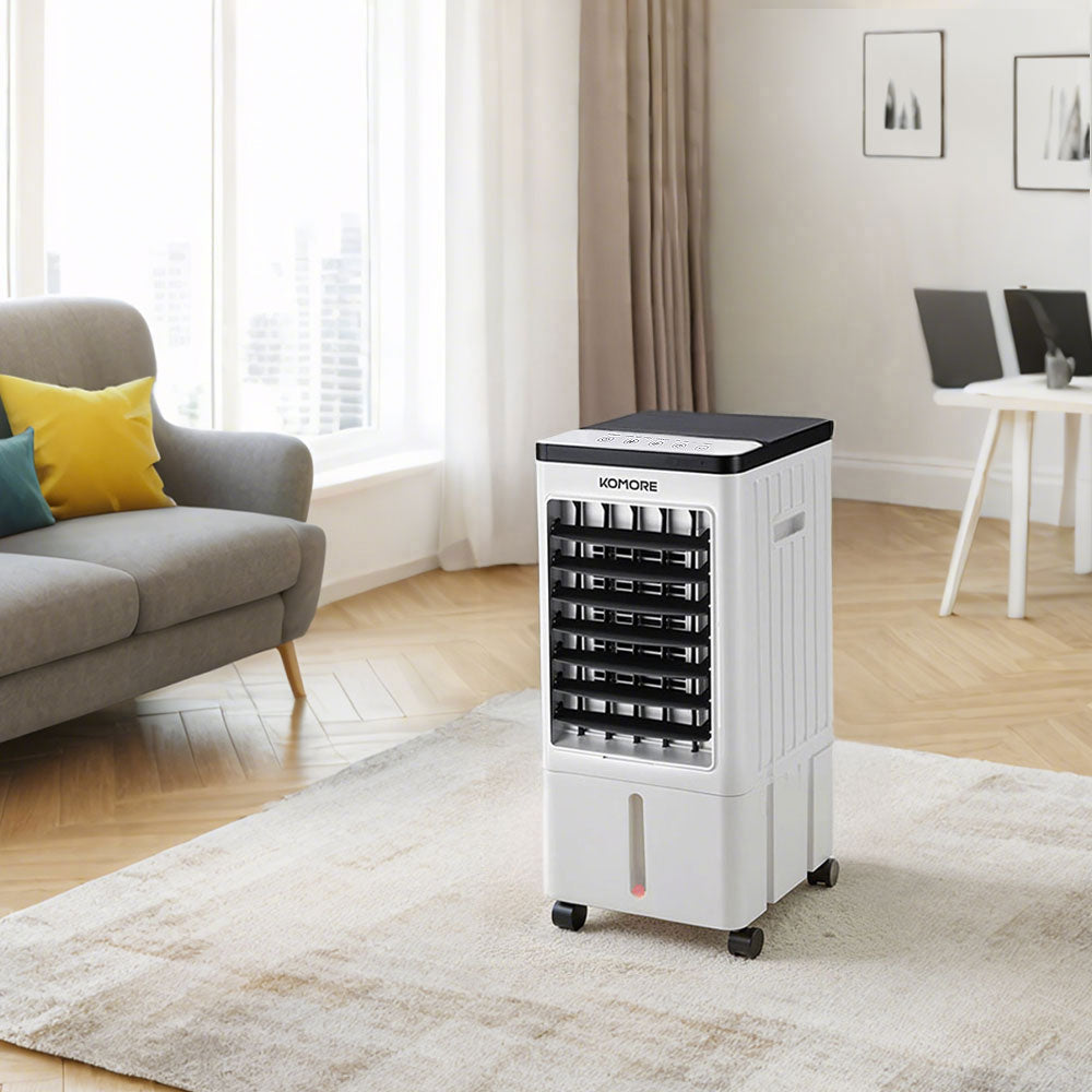 8l Portable Evaporative Air Cooler Tower Fan Design For Home & Office With Remote Control | Medium | White