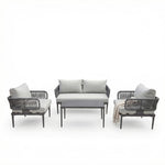 Soveria Outdoor Conversation Set - 2 Seat Sofa, 2 X Chairs + Table | Grey