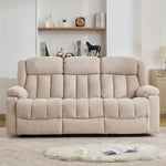 Lovell 3 Seat Manual Recliner Sofa With Central Console | Light Brown