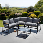 Bosque Black & Grey Garden Corner Sofa + Table