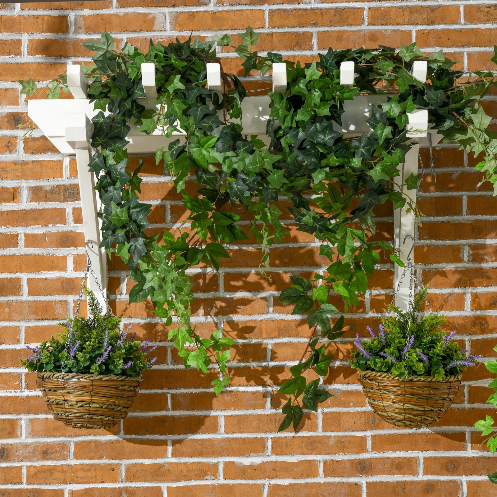 2 Pcs 34cm Artificial Lisianthus Flower Hanging Basket | Set-of-2 | Purple