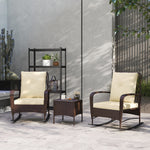 Rattan Bistro Set Balcony Furniture With Rocking Chairs | Brown