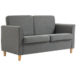 Double Seat Sofa Linen Upholstery Loveseat Couch Armrests | One Size | Gray