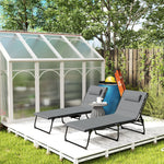 Folding Sun Loungers Set Of 2, Reclining Sun Bed | Charcoal Gray