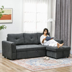 3 Seater Sofa Bed Convertible Pull Out Sofa With Storage | One Size | Dark Gray
