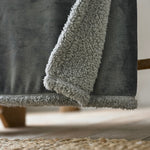 Blackbrook Ultrasoft Flannel Throw With Sherpa Back | 125cm x 150cm | Charcoal