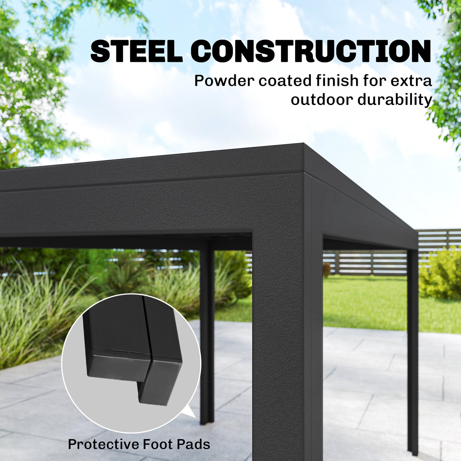 Outsunny Garden Dining Set With Umbrella Hole For 6 People, Black