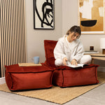 Vita Velvet Footstool Bean Bag Pouffe | Orange