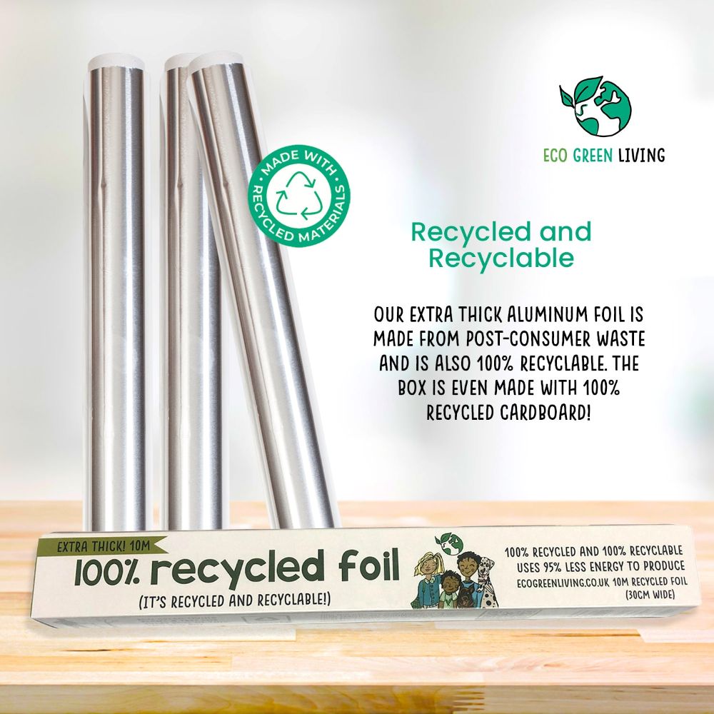 100% Recycled Aluminium Foil - 30cm X 10m | Set of 3 | Silver