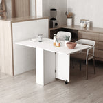 Mobile Drop Leaf Dining Table Folding Desk W/wheels  Shelves | White