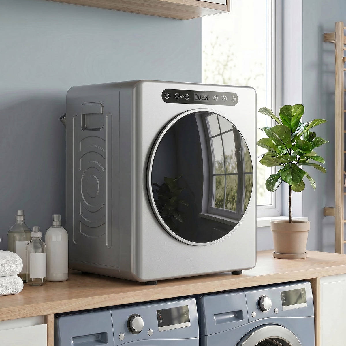 HOMCOM 5 Kg Portable Vented Tumble Dryer Machine With Timer, Silver Tone