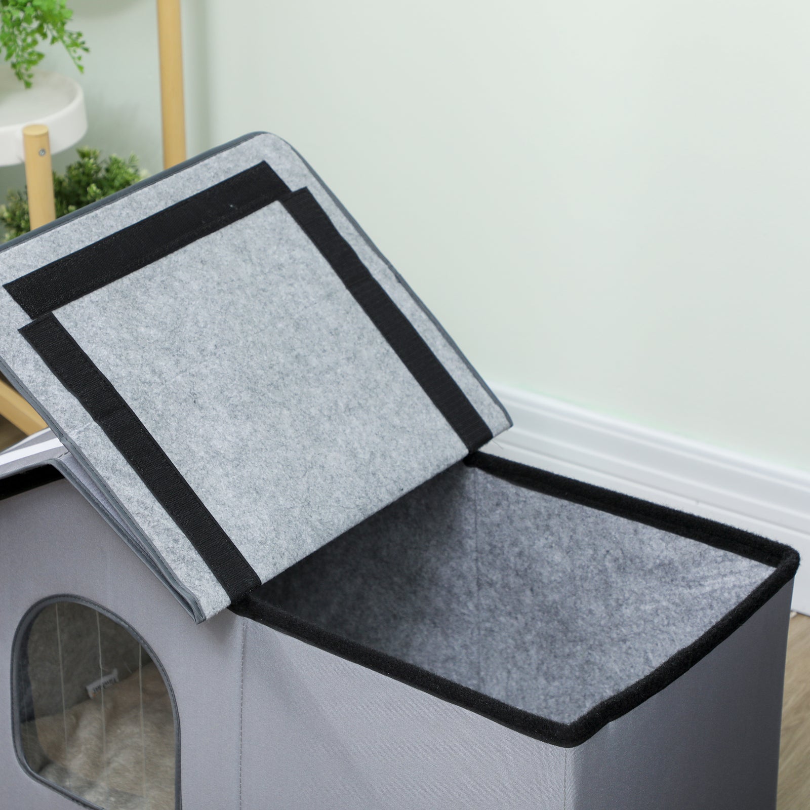 Outdoor Cat House, Feral Cat Cave With Elevated Base, Grey
