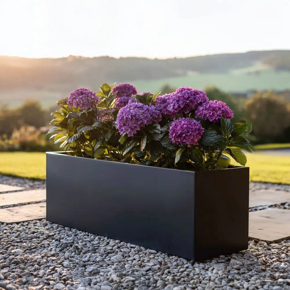 Zinc Galvanised Trough Planter | 70cm x 24cm x 24cm | Matte Black