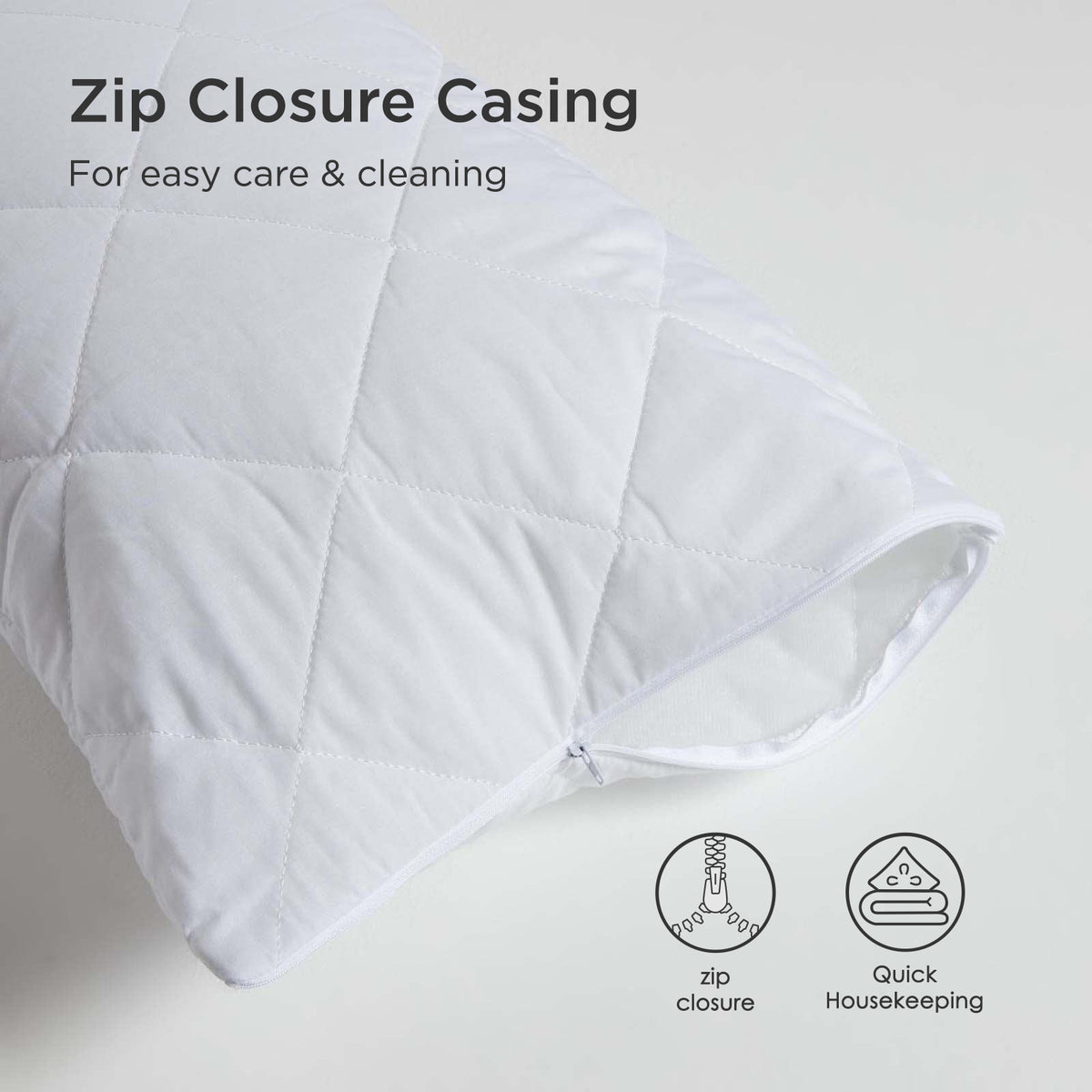 Cotton Rich Quilted Pillow Protectors | Body | White