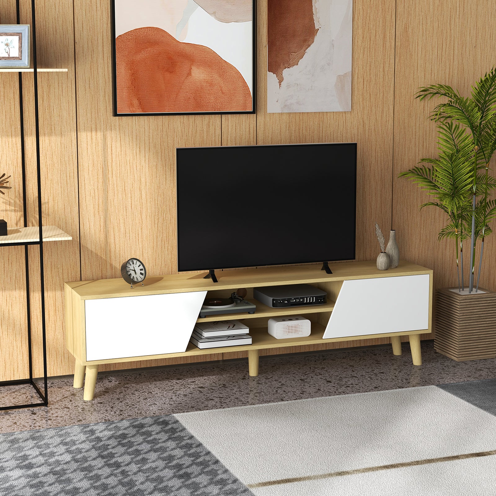 Tv Unit For Tvs Up To 65" With Shelves Oak