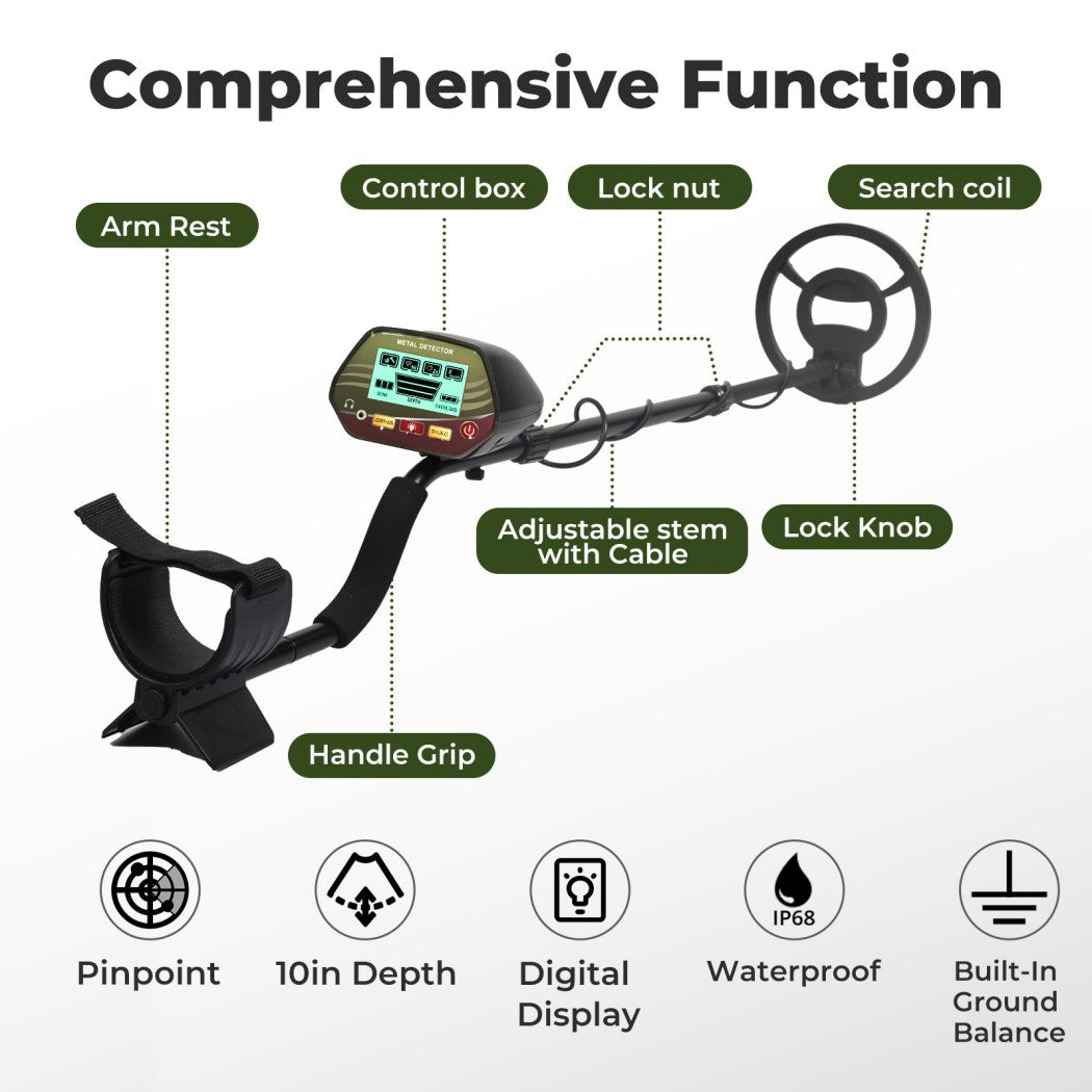 Metal Detector Professional Waterproof For Beginner 4 Search Mode | Black