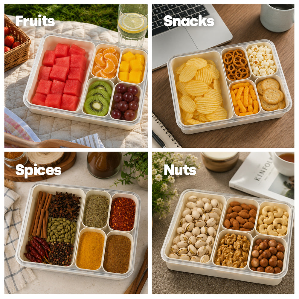 Livivo 2 Pack Snack Organiser Boxes With 5 Removable Trays