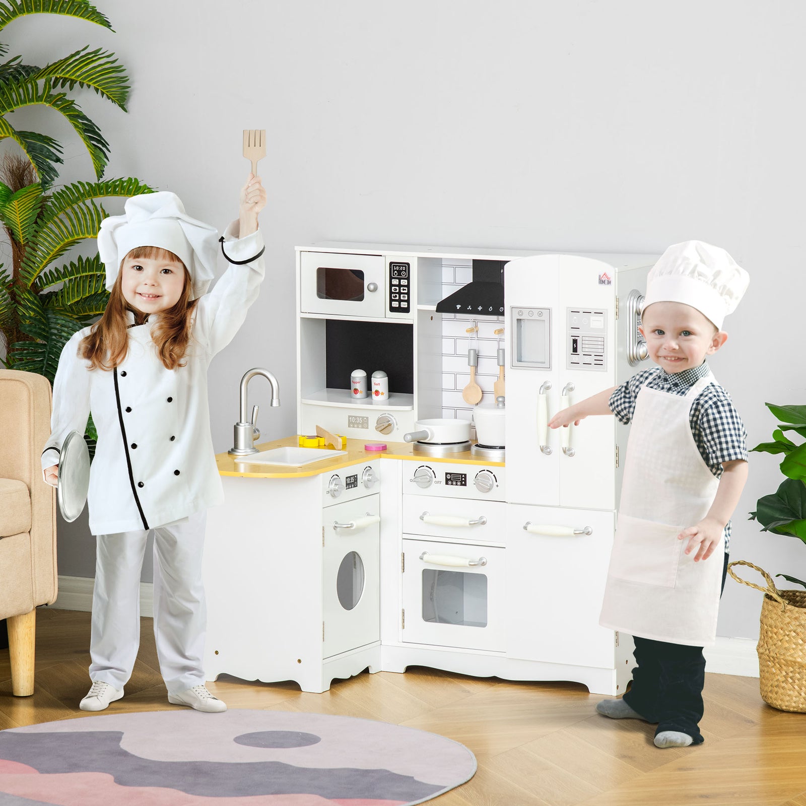 Kids Kitchen Playset W/ Full Accessories - White