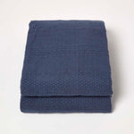Kashi Cotton Throw With Tassels | 225cm x 255cm | Navy Blue